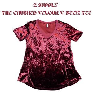 Z Supply The Crushed Velour V-Neck Tee, Size Small